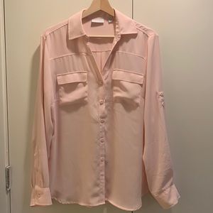 Pink long sleeve New York & Company blouse.  Size L.